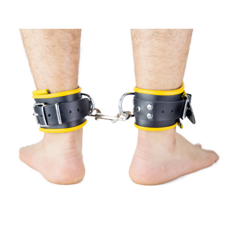 Menottes en cuir pour Chevilles Noir-Jaune