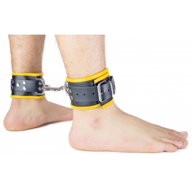 Menottes en cuir pour Chevilles Noir-Jaune 2