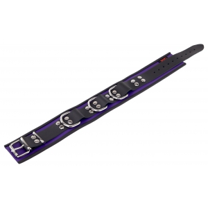 Collier en cuir 3 Anneaux D | Violet-Noir