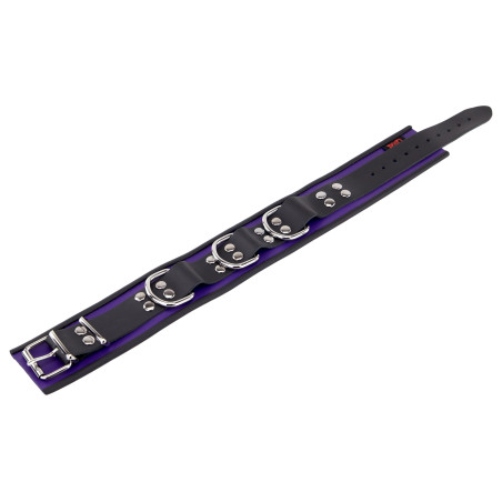 Collier en cuir 3 Anneaux D | Violet-Noir