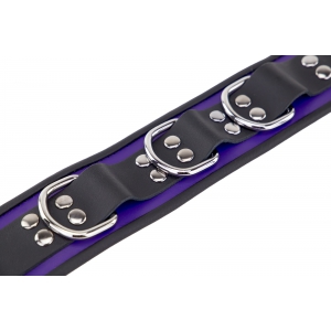 Collier en cuir 3 Anneaux D | Violet-Noir
