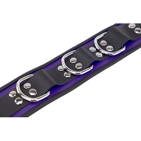 Collier en cuir 3 Anneaux D | Violet-Noir