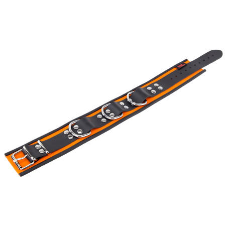 Collier en cuir 3 Anneaux D | Orange-Noir