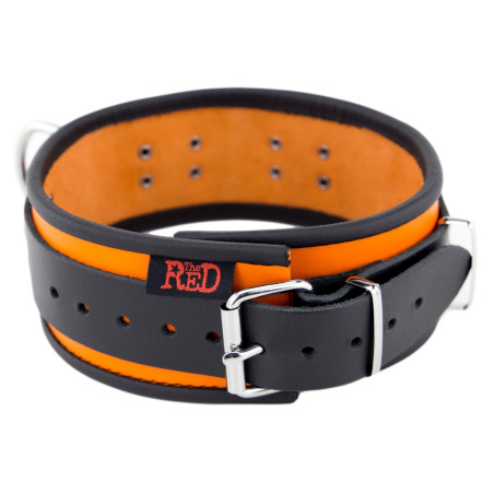 Collier en cuir 3 Anneaux D | Orange-Noir