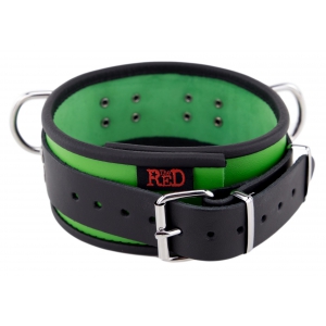 Collier en cuir 3 Anneaux D | Vert-Noir