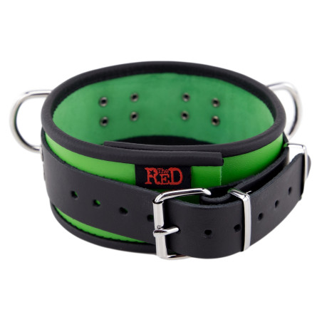 Collier en cuir 3 Anneaux D | Vert-Noir