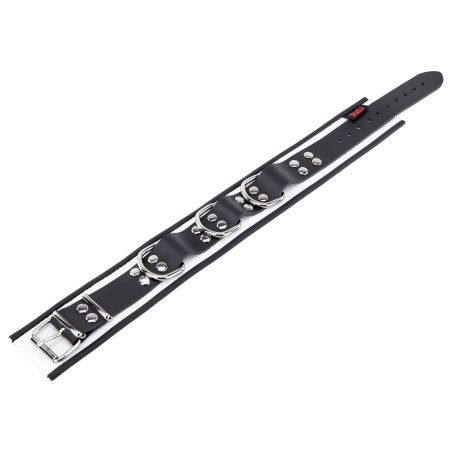 Collier en cuir 3 Anneaux D | Blanc-Noir