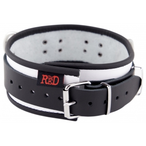 Collier en cuir 3 Anneaux D | Blanc-Noir