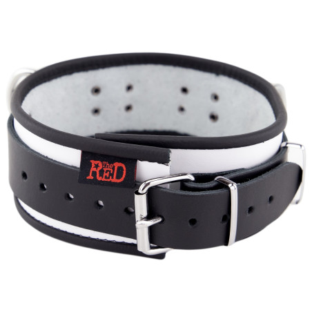 Collier en cuir 3 Anneaux D | Blanc-Noir