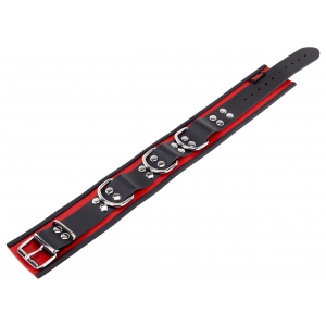 Collier en cuir 3 Anneaux D | Rouge-Noir