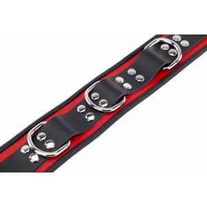 Collier en cuir 3 Anneaux D | Rouge-Noir