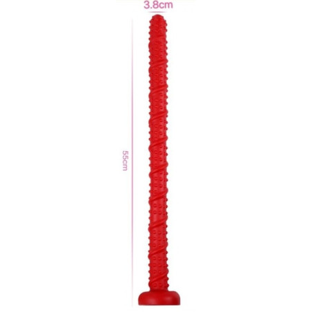 Gode long SPIRAL DOT 50 x 3.5cm Rouge