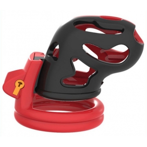 Cage de chasteté DINOZ 6.5 x 3cm Noir-Rouge