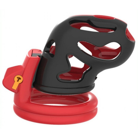 Cage de chasteté DINOZ 6.5 x 3cm Noir-Rouge