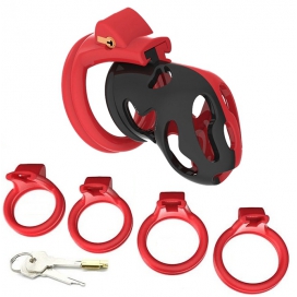 Cage de chasteté DINOZ 6.5 x 3cm Noir-Rouge 2