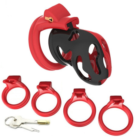 Cage de chasteté DINOZ 6.5 x 3cm Noir-Rouge