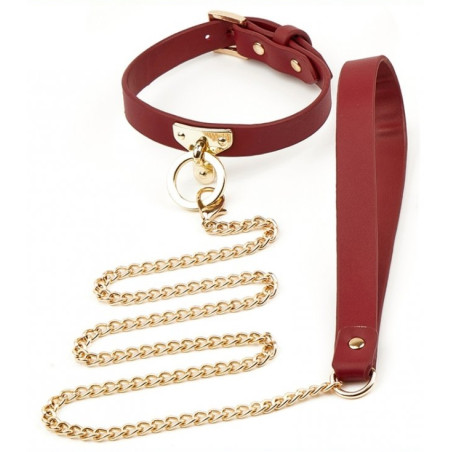 Collier et Laisse Simili SCLAVE Rouge