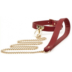 Collier et Laisse Simili SCLAVE Rouge
