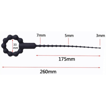 Tige d'urètre vibrante Silicone O RING 17.5cm | Diamètre 3 à 8mm