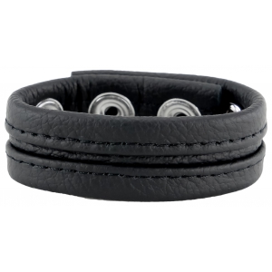 Cockring en cuir 3 Pressions Noir