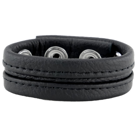 Cockring en cuir 3 Pressions Noir
