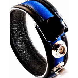 Cockring cuir pour gay avec bande bleue pour le style: érection prolongée avec les 3 pressions 2