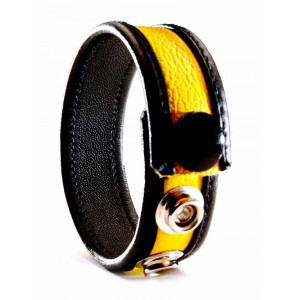 Cockring ajustable avec bande jaune pour originalité et fun: érection tenue et maîtrisée