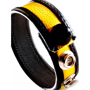 Cockring ajustable avec bande jaune pour originalité et fun: érection tenue et maîtrisée