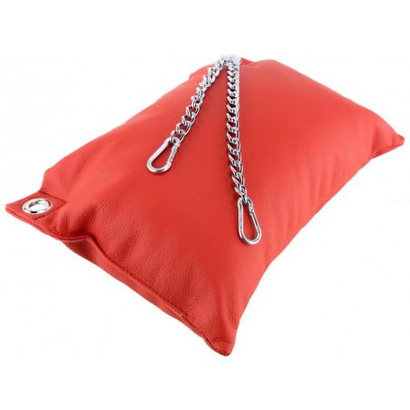 Coussin en cuir 20 x 25cm + Chaînes Rouge
