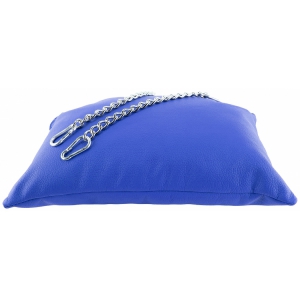 Coussin en cuir 20 x 25cm + Chaînes Bleu