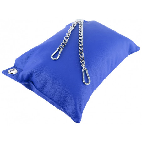 Coussin en cuir 20 x 25cm + Chaînes Bleu