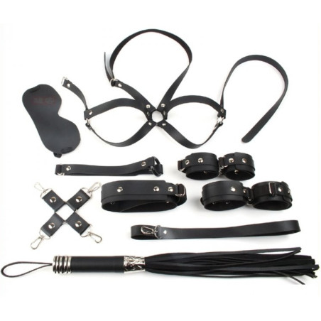 Coffret Bondage SM OBEDIENCE 10 Pièces Noir