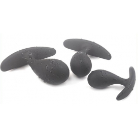 Kit de 3 mini Plugs prostatiques Silicone 11 x 3.5cm Noir 2