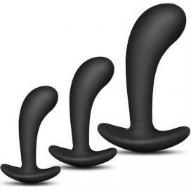 Kit de 3 mini Plugs prostatiques Silicone 11 x 3.5cm Noir