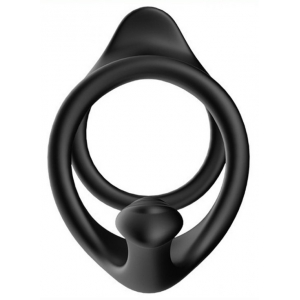 Cockring en silicone DOUBLE STIM Noir