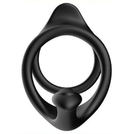 Cockring en silicone DOUBLE STIM Noir