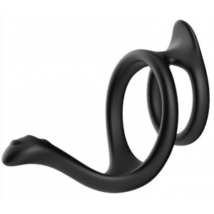 Cockring en silicone DOUBLE STIM Noir