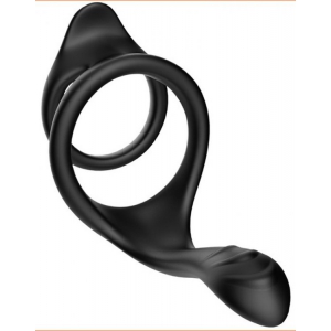 Cockring en silicone DOUBLE STIM Noir
