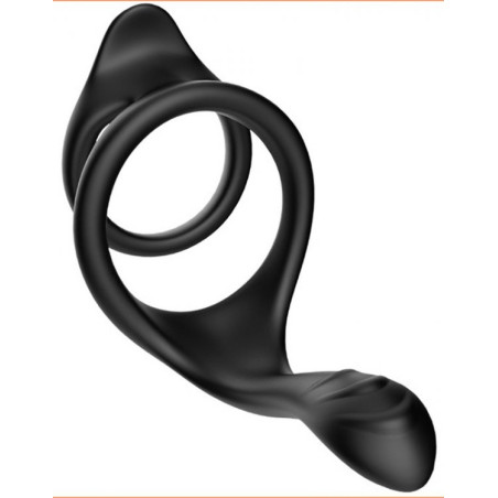 Cockring en silicone DOUBLE STIM Noir