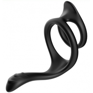 Cockring en silicone DOUBLE STIM Noir