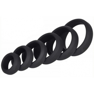 Lot de 6 cockrings Silicone HYPERION Noir
