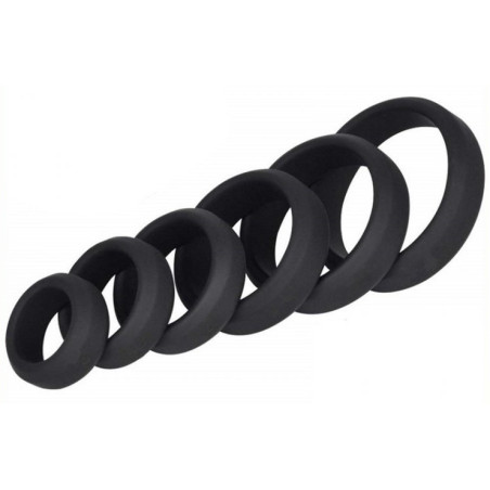 Lot de 6 cockrings Silicone HYPERION Noir