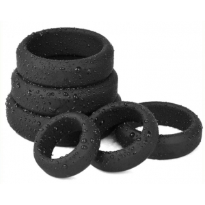 Lot de 6 cockrings Silicone HYPERION Noir