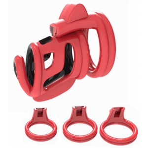Cage de chasteté COCK CUFF 7.5 x 3 cm Rouge-Noir