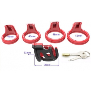 Cage de chasteté COCK CUFF 7.5 x 3 cm Rouge-Noir