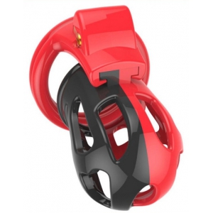 Cage de chasteté JOKER 7.5 x 3cm Rouge-Noir