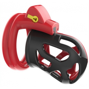Cage de chasteté JOKER 7.5 x 3cm Rouge-Noir