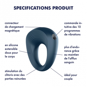 Cockring Vibrant Satisfyer Men Plus de 2.5cm de diamètre