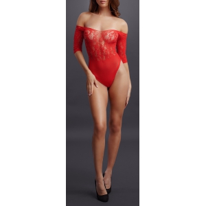 Body ouvert Rhinestone - Rouge