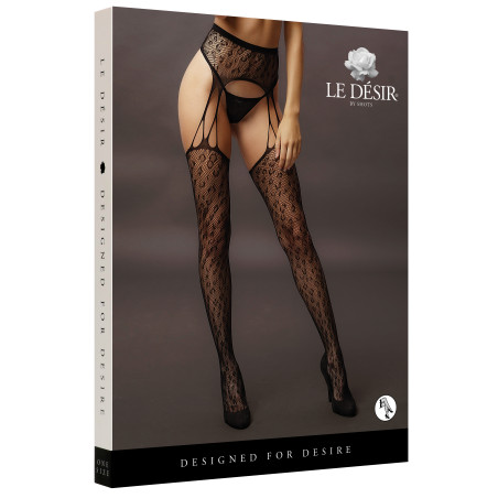 Collant effet porte-jarretelles Féline - Noir